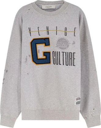 Golden Goose Hoodies & sweatvesten, Dames, Grijs, XS, Journey Sweatshirt met Print en Patch