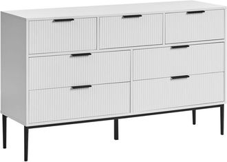 Beliani C&oacute;moda Moderna De Mdf 7 Cajones Patas Met&aacute;licas Armario Dormitorio Blanco Leduc