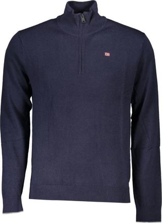 Napapijri Blauwe Half-Zip Geborduurde Trui - Heren - Coltruien - Blauw - M - Truien & Vesten