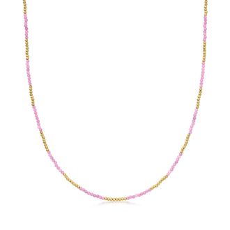 Ross-Simons 13.00- Pink Tourmaline and 10kt Yellow Gold Bead Necklace