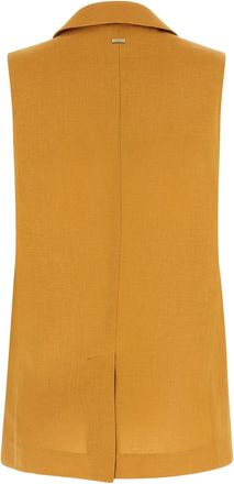 Herno Womens Bicolor Linen Sleeveless Jacket Clothing