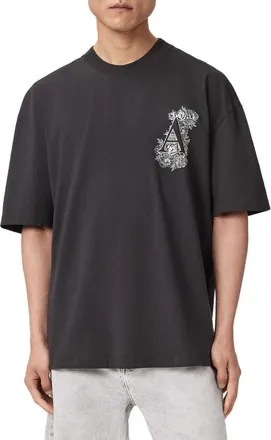 AllSaints Anthos Graphic T-Shirt in Washed Black at Nordstrom, Size Xx-Large