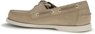 Sebago Mens Loafers Portland Nubuck Beige-Camel Calf Leather Lace-Up Shoes Beige/camel Flat