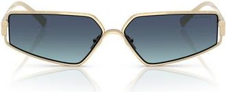 Tiffany & Co. 60mm Irregular Rectangular Sunglasses in Pale Gold Plated /Azure Blue at Nordstrom