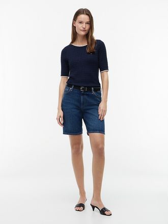 Tommy Hilfiger Womens Denim 9 Bermuda Short - Dark Wash - 0