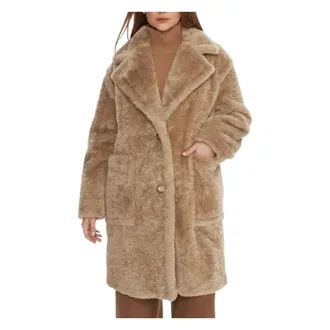 HUGO BOSS Hugo, Faux Fur & Shearling Jackets, female, Beige, Size: XL Cappotto Donna C_Catedy