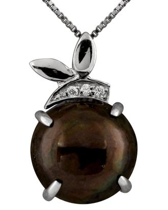 Splendid Pearls Silver 10-11Mm Pearl Cz Pendant