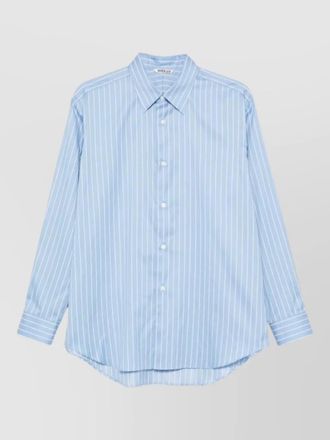 Auralee striped silk cotton long-sleeve shirt