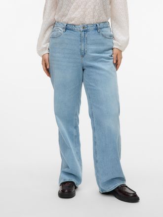 Vero Moda Curve High-waist-Jeans VERO MODA CURVE VMCTESSA HR WIDE J RA339 GA CUR NOOS, Damen, Gr. 44, L&auml;nge 32, blau (light blau denim), Denim/Jeans, Obermaterial: 99