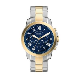 Fossil Mens Grant 44mm Chronograph Two-Tone Stainless Steel Watch