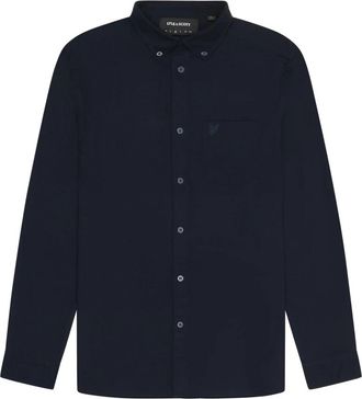 Lyle & Scott Tonal Eagle Oxford Overhemd - Heren - Casual Overhemden - Blauw - M - Katoen - Overhemden