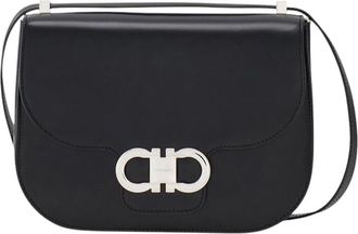 Ferragamo Black Double Gancini Small Crossbody Bag