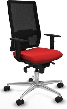 Piqueras y Crespo Piqueras Y Crespo - Horna sincro malla negra similpiel rojo brazos 1D base aluminio ruedas 65mm nailon