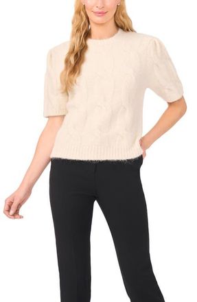 Ted Baker Laila Big Cable Short Sleeve Sweater in Daisy Cream at Nordstrom, Size X-Small