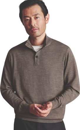 CHARLES TYRWHITT Pure Merino Button Neck Sweater in Mocha at Nordstrom, Size Xx-Large