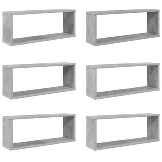 vidaXL Vidaxl - Estante Cubo Pared 6 Uds Contrachapado Gris Hormig&oacute;n 60x15x23cm
