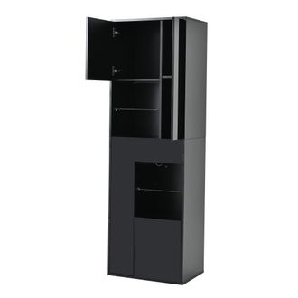 STILVORA Vitrina De Sal&oacute;n Con 1 Caj&oacute;n, 4 Puertas, 2 Huecos Y Estantes Ajustables, Led, En Tablero De Part&iacute;culas, 55&times;38&times;170 Cm, Negro