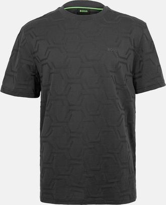 HUGO BOSS Mens Hexaquilt Regular Fit Short Sleeve T-Shirt in Dark Blue - Size Medium
