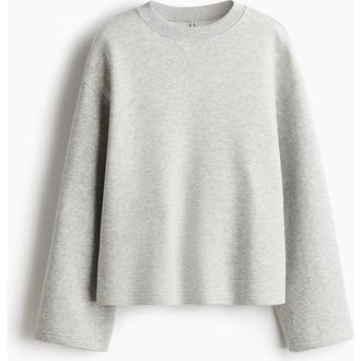 H&M Oversized Sweatshirt in Light Gray Melange at Nordstrom, Size Xx-Large