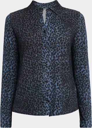 Majestic Filatures Leopard-Print Cotton Cashmere Shirt