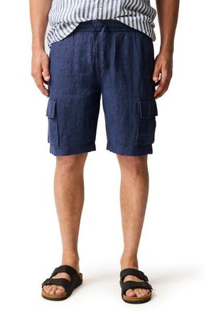 Rodd & Gunn Resort Slub Linen Drawstring Cargo Shorts in Marine at Nordstrom, Size Xx-Large