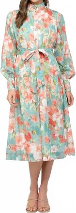 Fate Tie Waist Button Up Dress In Seafoam