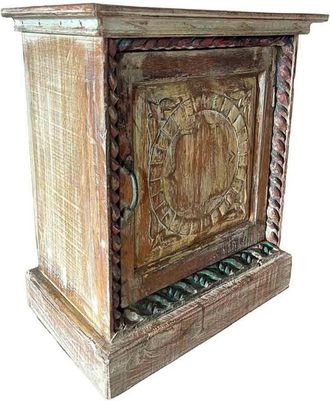 Wanderlust Deco Mesita De Madera Acabado Artesanal Marr&oacute;n 52x30x56