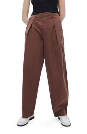 Rag & Bone Donovan Pleated Cotton Twill Wide Leg Pants in Brown at Nordstrom Rack, Size 00