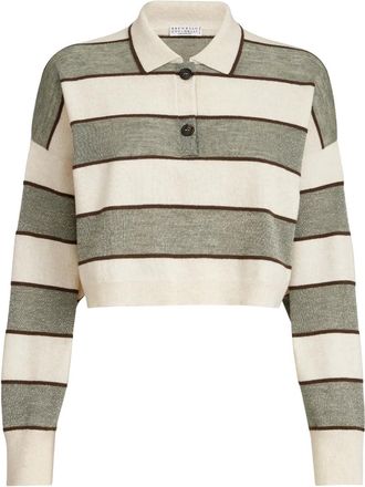 Brunello Cucinelli Gestreept poloshirt - Beige