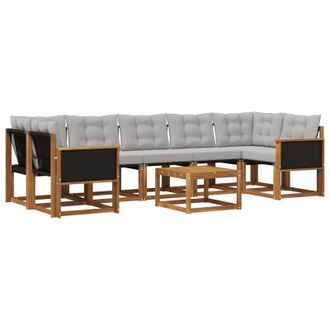 vidaXL Conjunto De Sof&aacute;s De Exterior 8 Pcs Natural Y Gris Claro Vidaxl