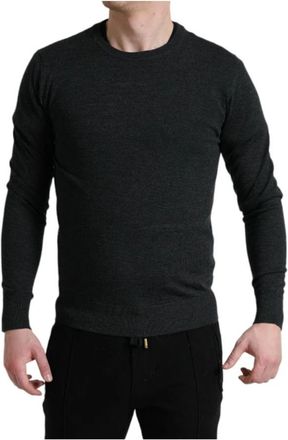 Dolce & Gabbana Crew Neck Sweater Classic Knit - Heren - Ronde hals truien - Grijs - S - Wol - Truien & Vesten
