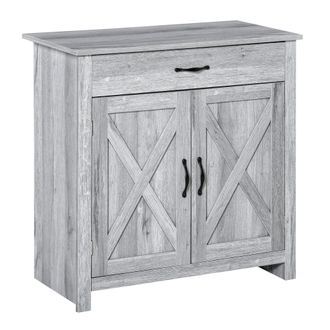HOMCOM Farmhouse Barn Door Sideboard - Grey - Home Living | TJ Hughes