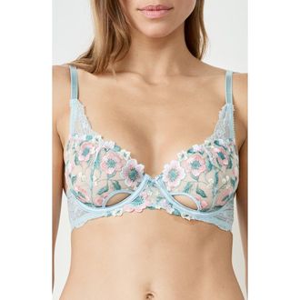Etam Allure Classique Embroidered Underwire Bra in Blue Lagon at Nordstrom Rack, Size 32B