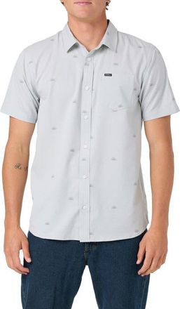 O'Neill Light Check Geo Standard Fit Short Sleeve Stretch Button-Up Shirt in High Rise at Nordstrom, Size Xx-Large