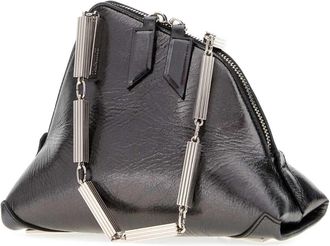 The Attico Womens Slate Leather La Scala Handbag Darkgrey Clutch