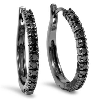 Pompeii3 1/2ct Black Diamond Hoops 10K Black Gold
