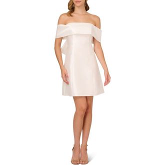Adrianna Papell Bow Mikado Cocktail Dress in Ivory at Nordstrom, Size 16