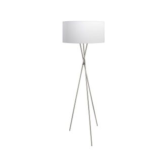 Loops Floor Lamp Light Satin Nickel Shade White Silver Fabric Pedal Switch Bulb E27 in Metallics