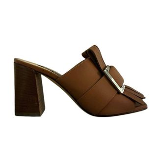 Sergio Rossi Schoenen, Dames, Bruin, 36 EU, Leer, Heeled Mules