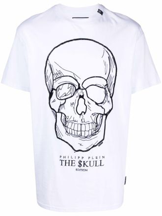 Philipp Plein T-shirt met doodskopprint - Wit
