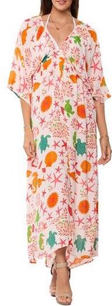 Ranee&rsquo;s Longline Cover-Up Caftan in Coral at Nordstrom Rack