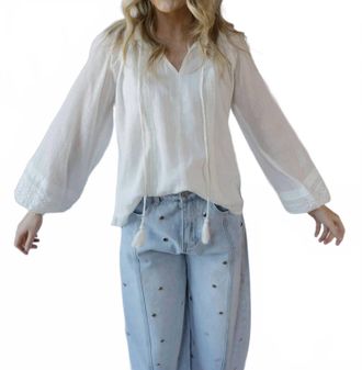 Elan Reese Chiffon Top In White