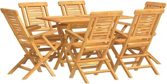 vidaXL Juego De Comedor De Jard&iacute;n 7 Piezas Madera Maciza De Teca Vidaxl