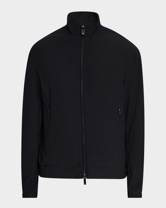 Emporio Armani Mens Nylon Stretch Ribbed Bomber Jacket