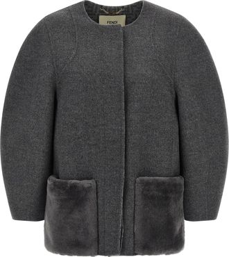 Fendi Blouson Cocoon Puffer Jackets Grigio-Donna