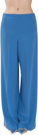 P.A.R.O.S.H. Pantalone palazzo in cady con zip laterale - Dames - Wijde Broeken - Blauw - L - Broeken