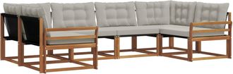 vidaXL Conjunto De Sof&aacute;s De Exterior 6 Uds. Natural Y Gris Claro Vidaxl