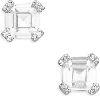 Kate Spade New York asscher cut crystal stud earrings in Clear/Silver at Nordstrom Rack