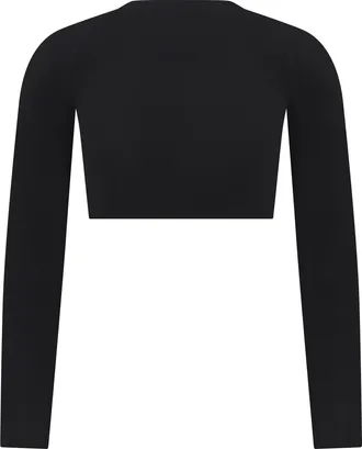 Alaia Womens Cropped Long-Sleeve Top Black Polyester Tops
