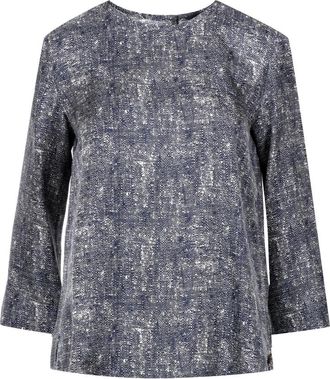 Max Mara Overhemden, Dames, Blauw, S, Denim, Blauwe Denim Effect Crew Neck Shirt